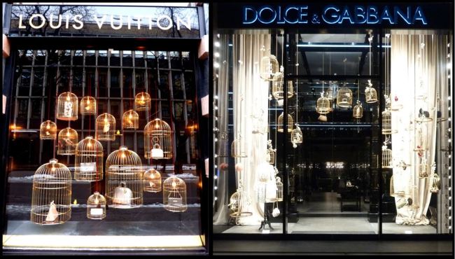 birdcage shop front Louis Vuitton and Dolce & Gabbana